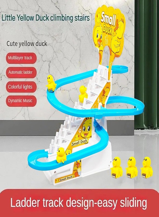 REMICH Small Duck Climbing Stairs Toy - Chasing Cartoon Race Track Game Set -Playful Roller Coaster with 3 Duck LED Light & Music Button -Fun Duck Stair Climbing Escalator Toy - Kids Toys Accessories - Image 4